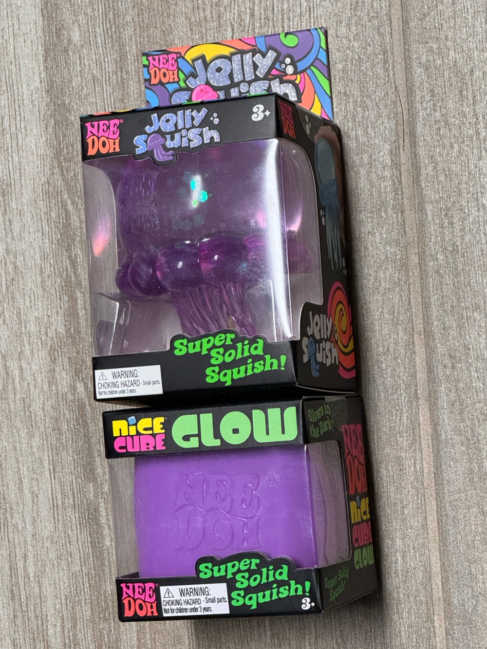 Purple NeeDoh Jelly Squish & Nice Cube Glow 💜 🪼